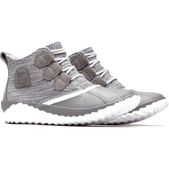 Sorel Out-N-About Plus Grey Knit Waterproof Duck Boots Booties - Picture 14 of 15